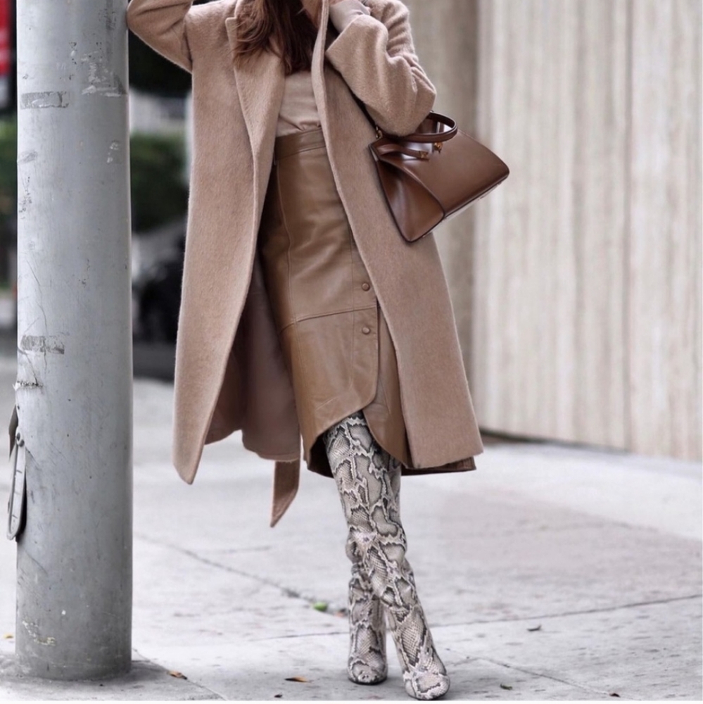 Last one! Zara * Snakeskin Print Knee High Heeled Boots - Picture 4 of 16